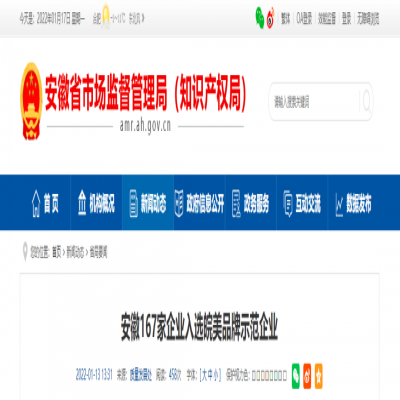喜报:绿叶集团入选首届皖美品牌示范企业